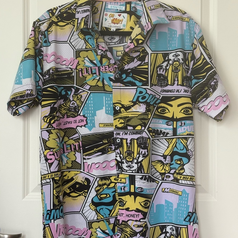 Vibrant Comic Print Men's Shirt